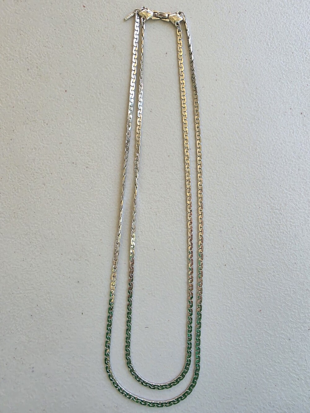 D'Orlan Two-Strand Silver-tone Chain Necklace